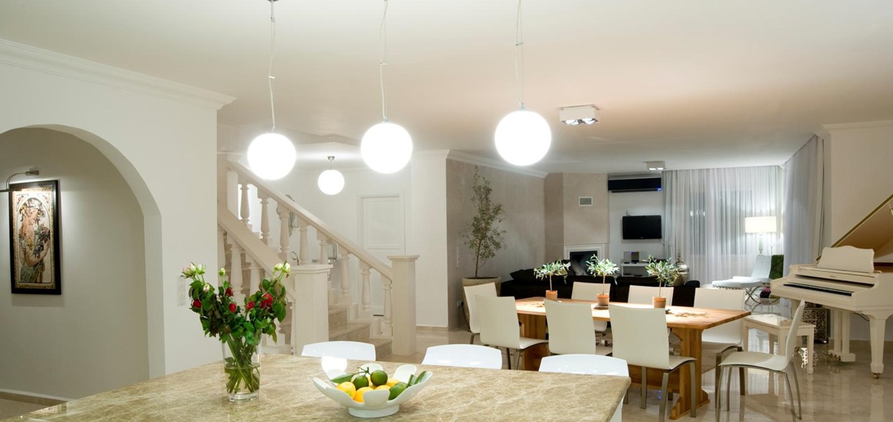 Large kitchen with dining area